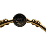 14k Yellow Gold Red Garnet Diamond 18.2g Vintage Bangle Bracelet 6.75"