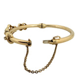 14k Yellow Gold Red Garnet Diamond 18.2g Vintage Bangle Bracelet 6.75"