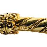 18k Yellow Gold 33g Solid Vintage Ram's Head Cuff Bracelet 6.75"