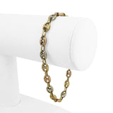 18k Tri Tone Gold 7.2g Ladies Puffy Mariner Link Bracelet Italy 7.5"