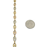 18k Tri Tone Gold 7.2g Ladies Puffy Mariner Link Bracelet Italy 7.5"