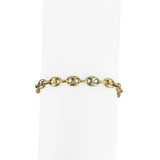 18k Tri Tone Gold 7.2g Ladies Puffy Mariner Link Bracelet Italy 7.5"