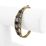 14k Yellow Gold 17.5g Solid Vintage Amethyst Bangle Bracelet 6.5"