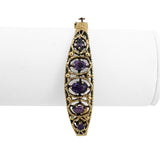 14k Yellow Gold 17.5g Solid Vintage Amethyst Bangle Bracelet 6.5"