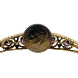 14k Yellow Gold 17.5g Solid Vintage Amethyst Bangle Bracelet 6.5"
