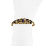 14k Yellow Gold 17.5g Solid Vintage Amethyst Bangle Bracelet 6.5"