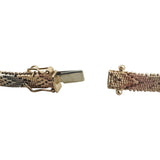 14k Tri Tone Gold 18.4g Diamond Cut Beaded Fancy Link Bracelet Mexico 7.25"