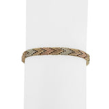 14k Tri Tone Gold 18.4g Diamond Cut Beaded Fancy Link Bracelet Mexico 7.25"