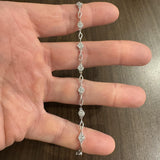 14k White Gold and 1cttw Diamond Cluster Floral Link Bracelet 7"