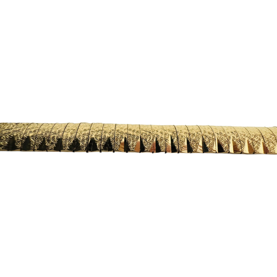 14k Yellow Gold 16g Solid Textured Diamond Cut Omega Link Bracelet Italy 7"