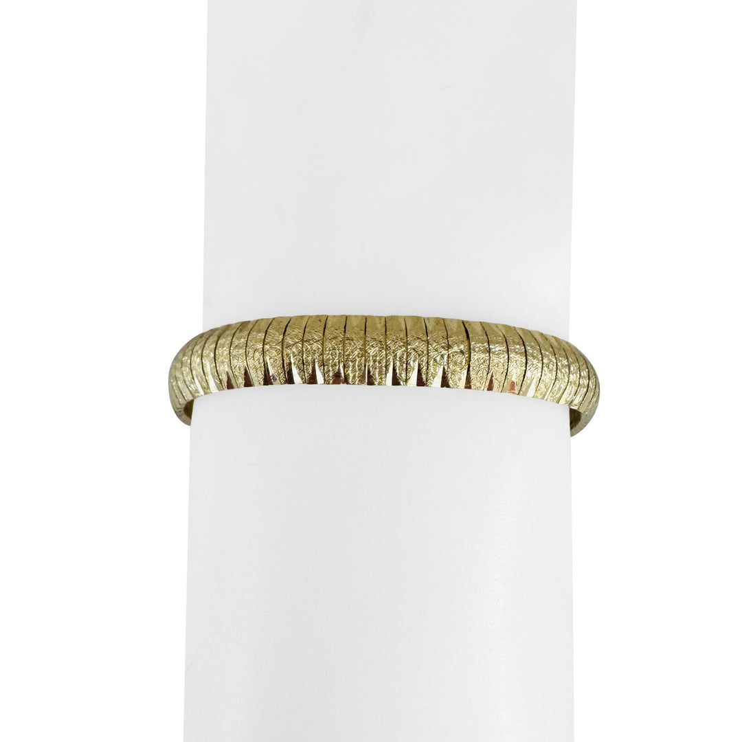 14k Yellow Gold 16g Solid Textured Diamond Cut Omega Link Bracelet Italy 7"