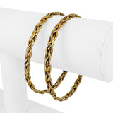 Pair of 14k Yellow Gold 30.5g Solid Braided 5mm Round Bangle Bracelets 7.75"