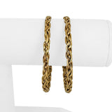 Pair of 14k Yellow Gold 30.5g Solid Braided 5mm Round Bangle Bracelets 7.75"