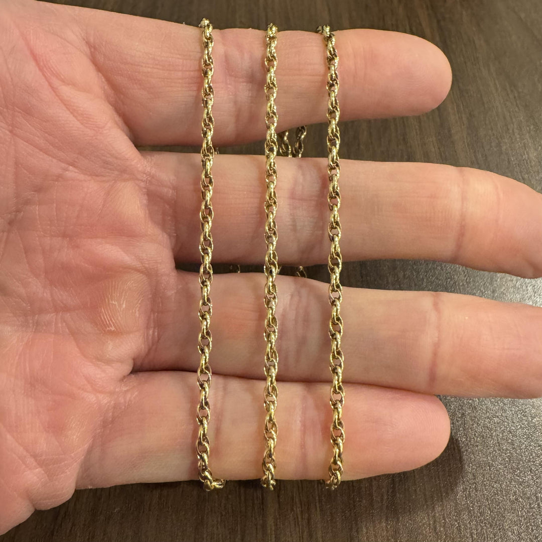 18k Yellow Gold 13g Solid Vintage 2.5mm Twisted Rope Chain Necklace Italy 23.5"