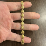 18k Yellow Gold 17g Solid Vintage Oak Leaf Panel Link Bracelet Italy 7.25"