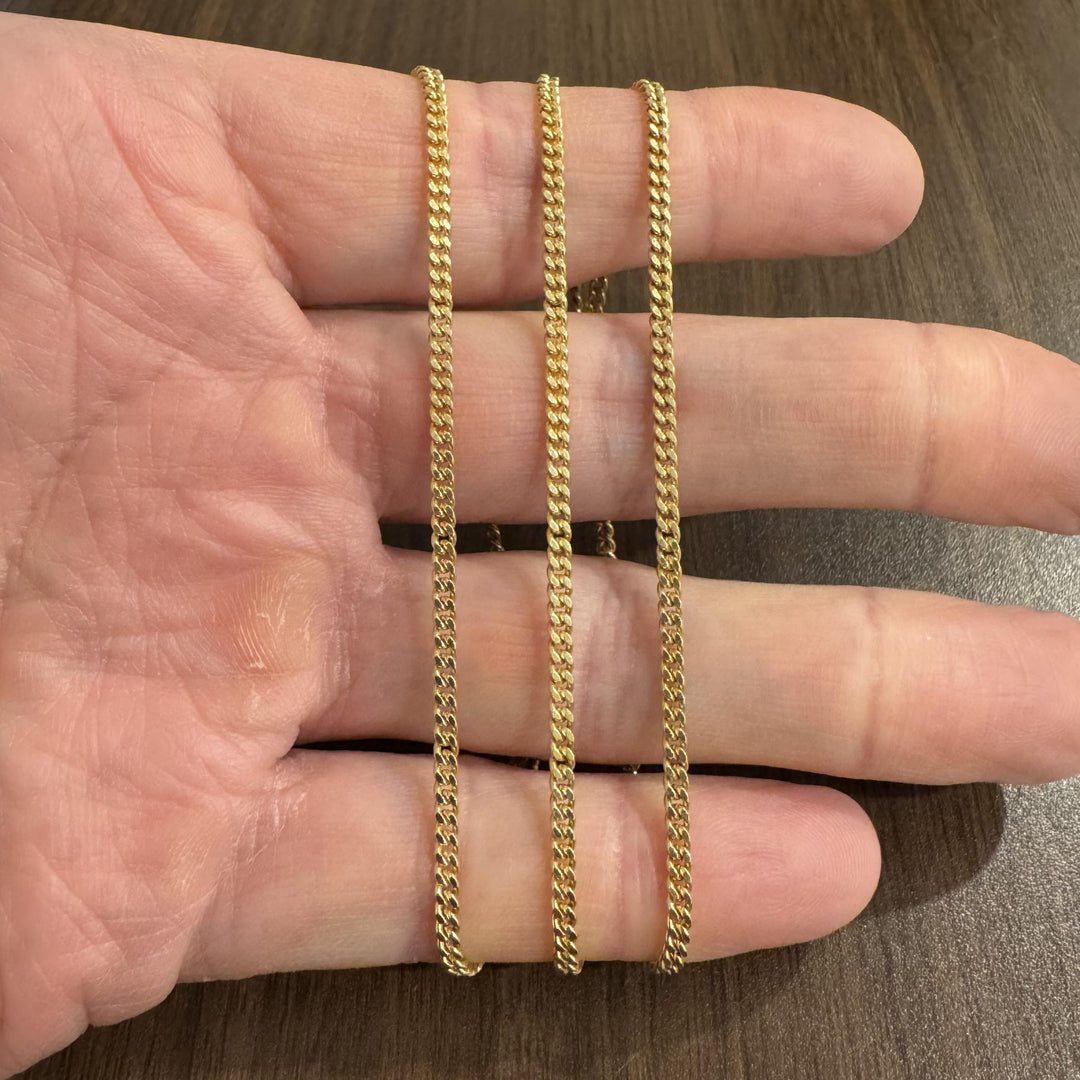 18k Yellow Gold 14g Solid Vintage UnoAErre Curb Link Chain Necklace Italy 23"