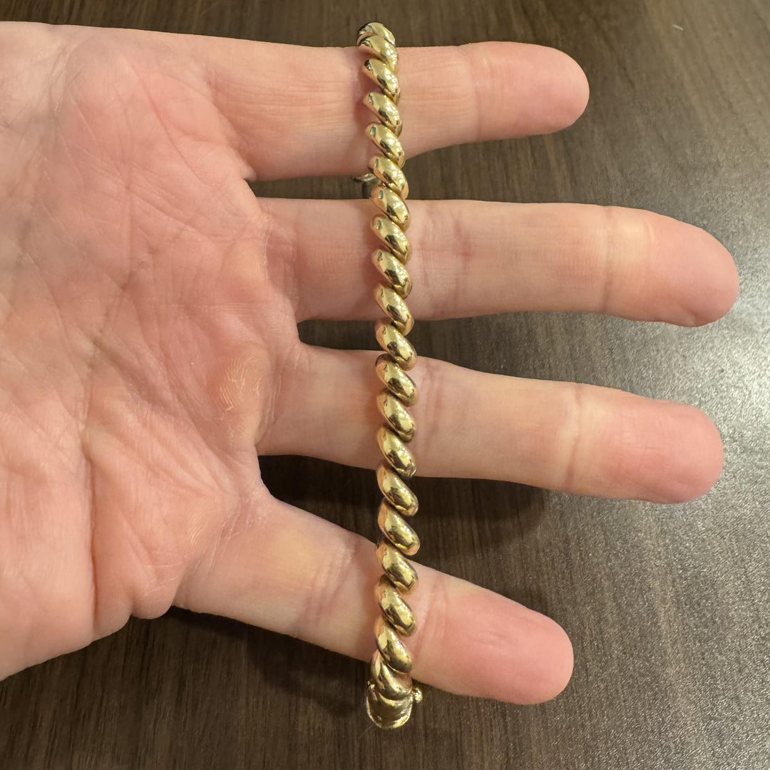 14k Yellow Gold 15.4g Ladies Polished 7mm San Marco Link Bracelet Italy 7"