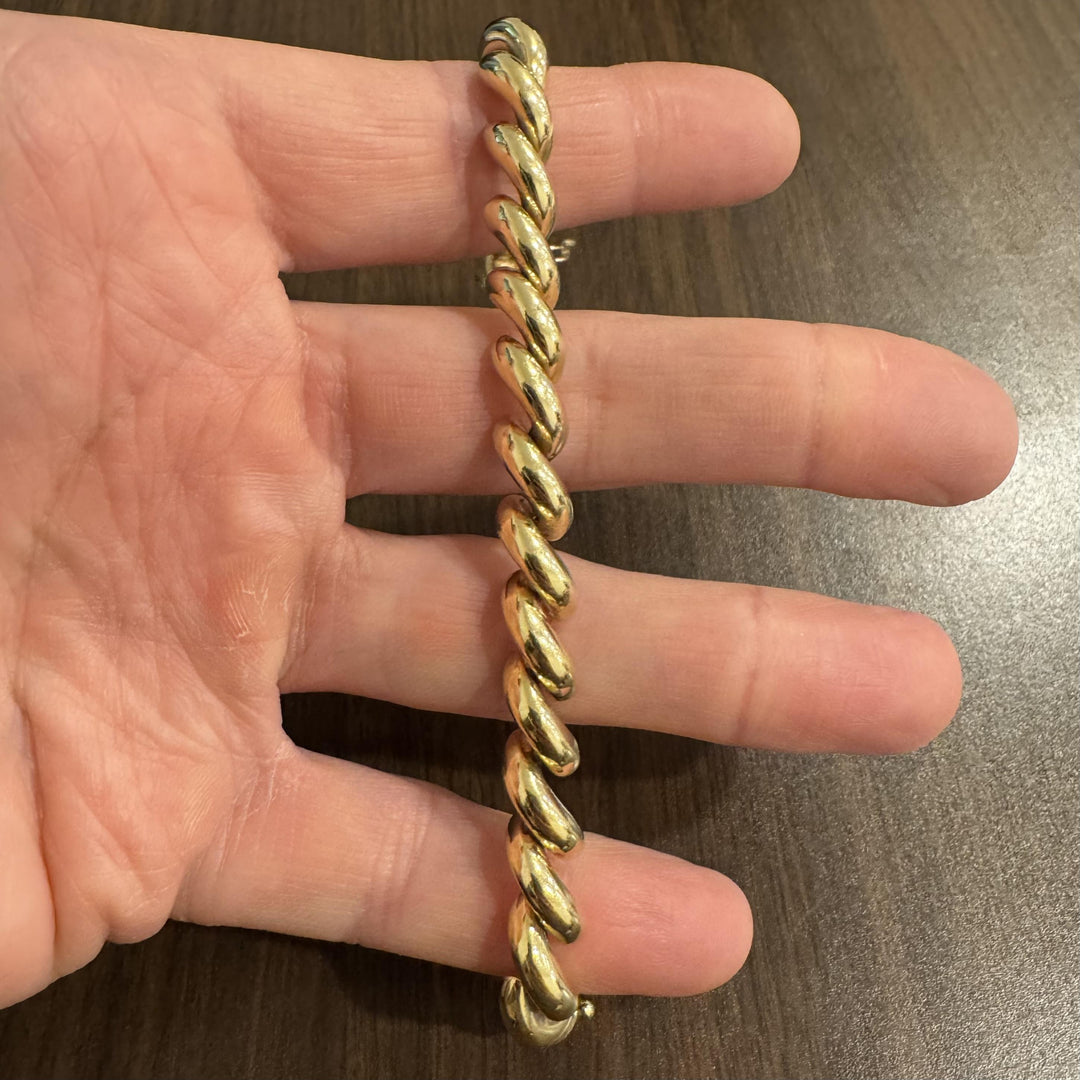 14k Yellow Gold 18.5g Ladies Polished 8mm San Marco Link Bracelet Italy 7"