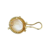 14k Yellow Gold Mabe Pearl and Diamond Vintage Clip On Earrings