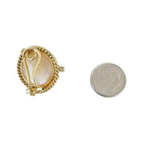 14k Yellow Gold Mabe Pearl and Diamond Vintage Clip On Earrings