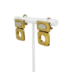 18k Yellow Gold and Mother of Pearl 9.5g Vintage Dangle Earrings Italy