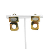 18k Yellow Gold and Mother of Pearl 9.5g Vintage Dangle Earrings Italy