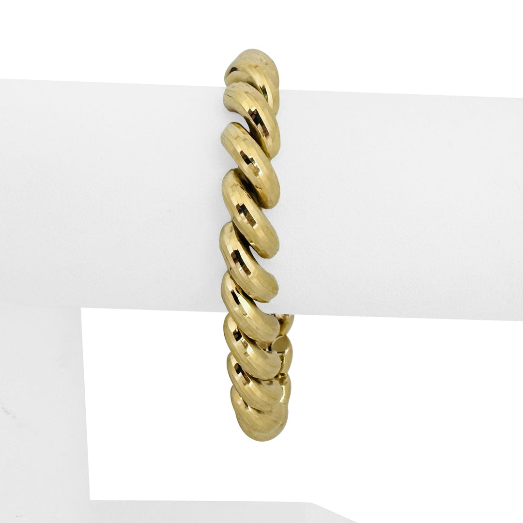 14k Yellow Gold 18.6g Ladies Beveled 9.5mm San Marco Link Bracelet 7"