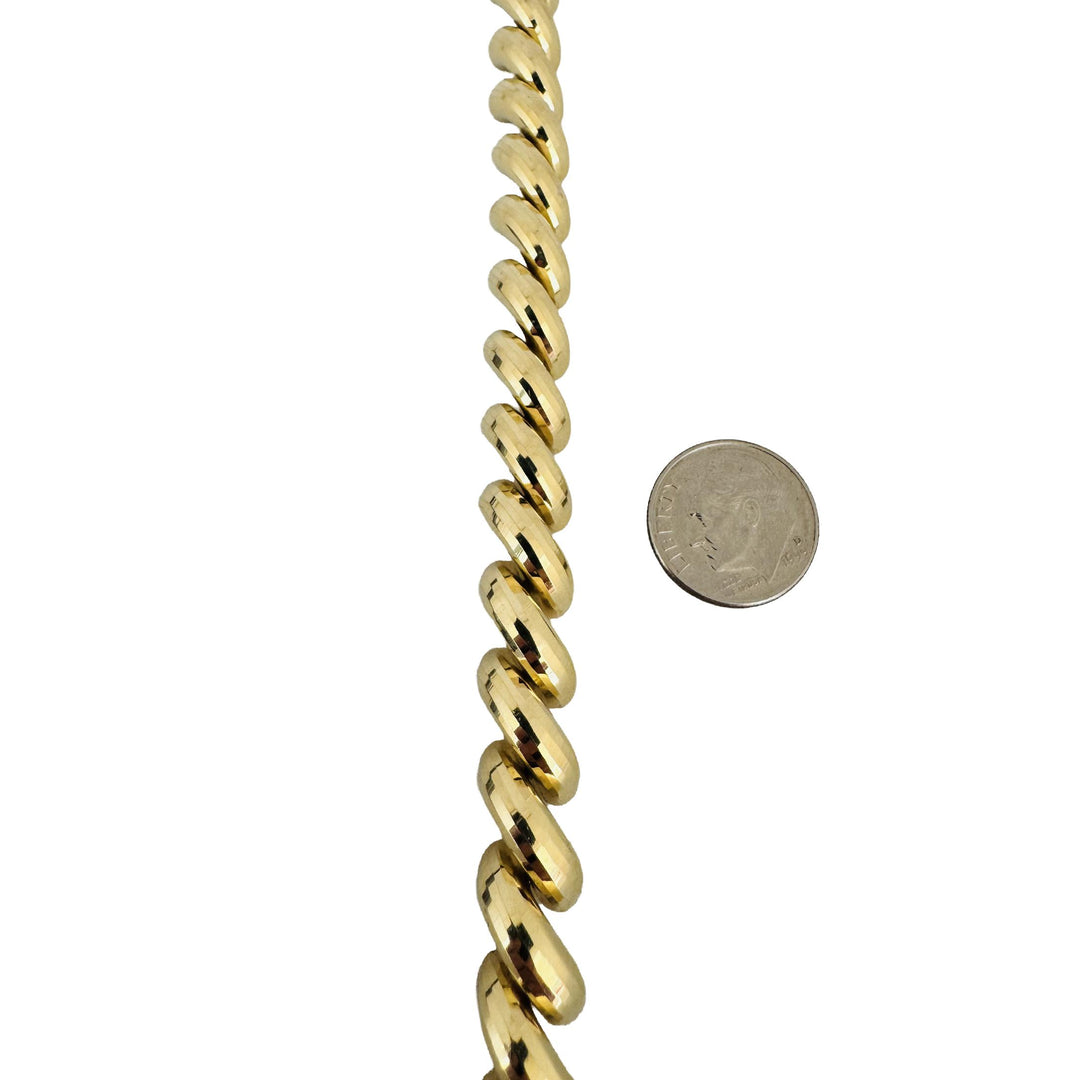 14k Yellow Gold 18.6g Ladies Beveled 9.5mm San Marco Link Bracelet 7"