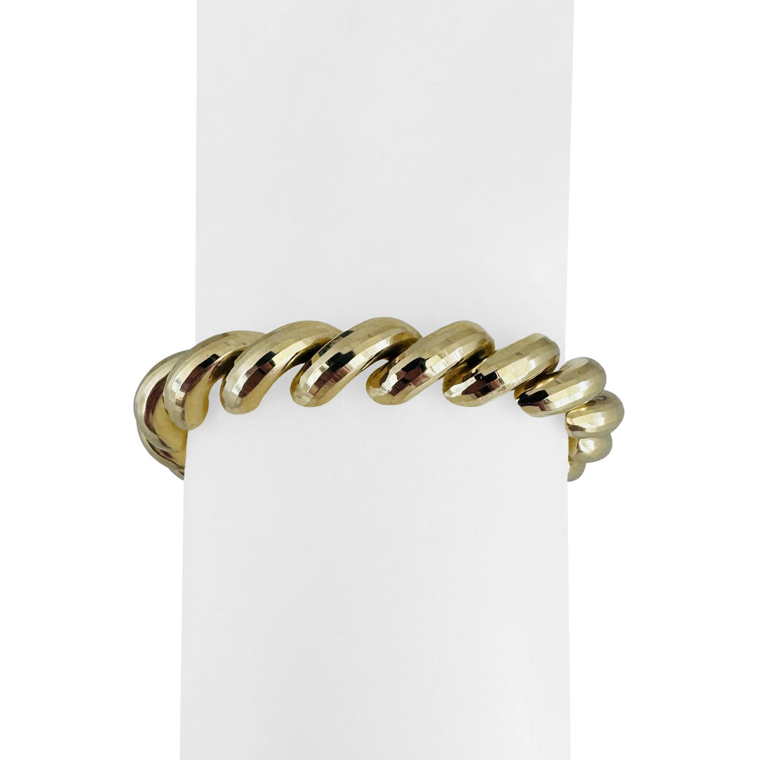 14k Yellow Gold 18.6g Ladies Beveled 9.5mm San Marco Link Bracelet 7"