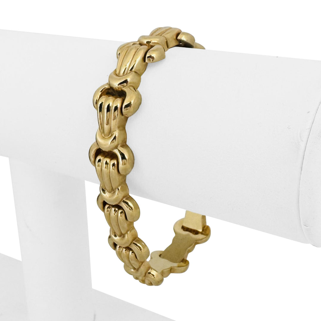 14k Yellow Gold 18.4g Ladies Vintage 13mm Fancy Link Bracelet Italy 7"