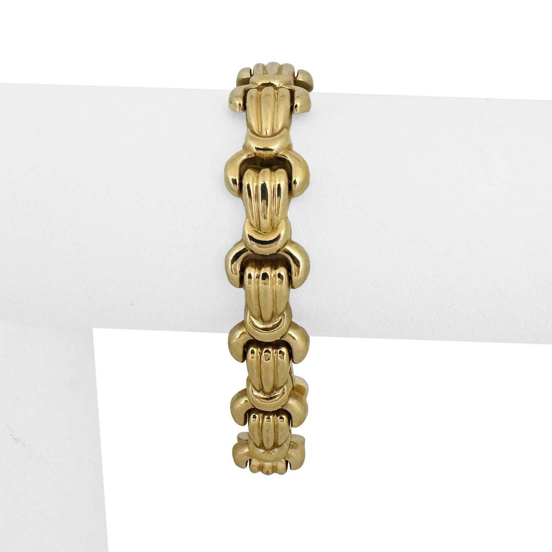 14k Yellow Gold 18.4g Ladies Vintage 13mm Fancy Link Bracelet Italy 7"