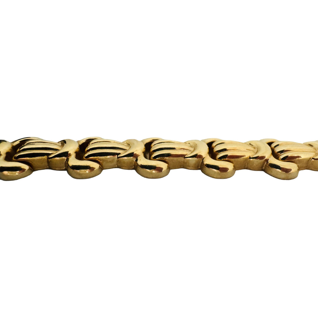 14k Yellow Gold 18.4g Ladies Vintage 13mm Fancy Link Bracelet Italy 7"