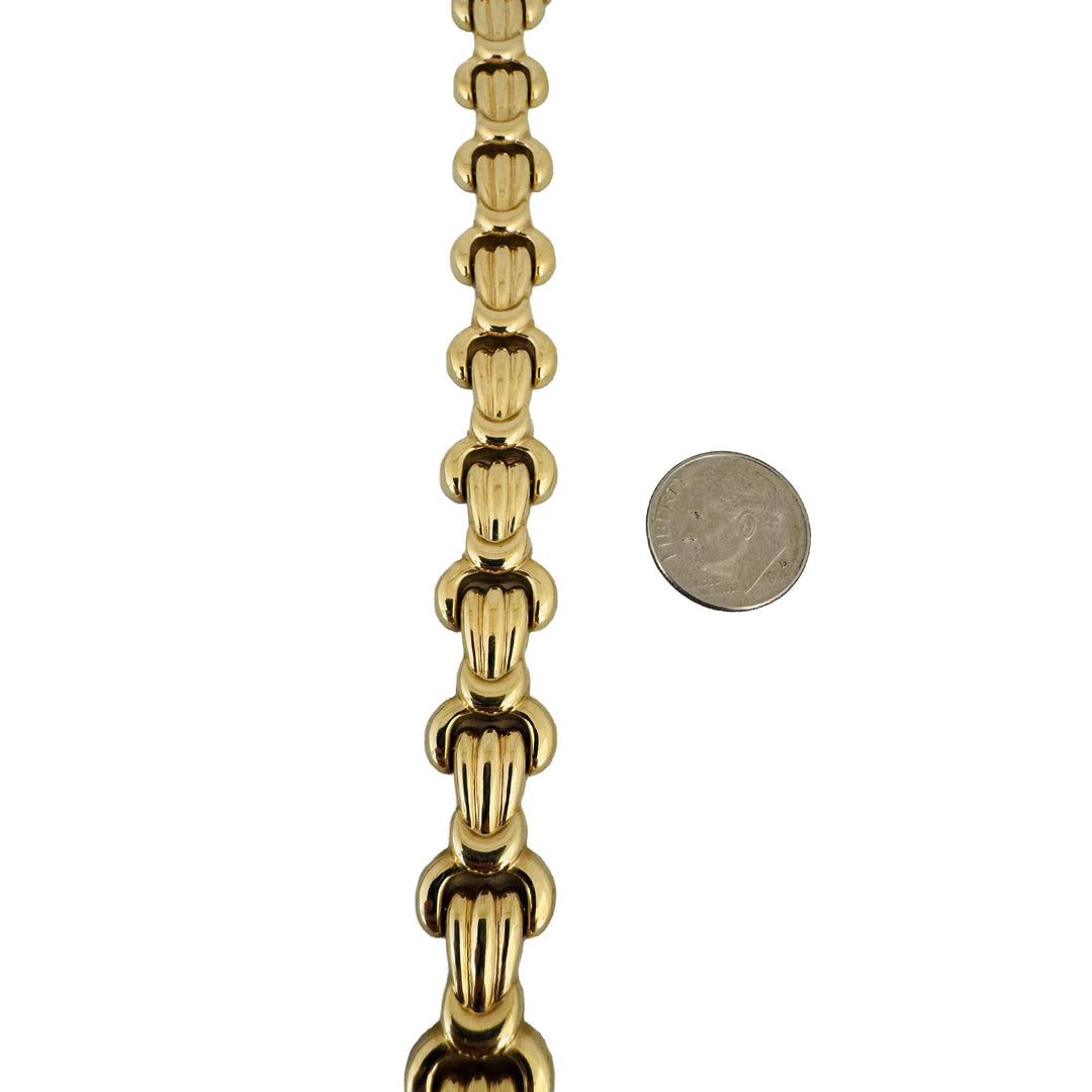 14k Yellow Gold 18.4g Ladies Vintage 13mm Fancy Link Bracelet Italy 7"