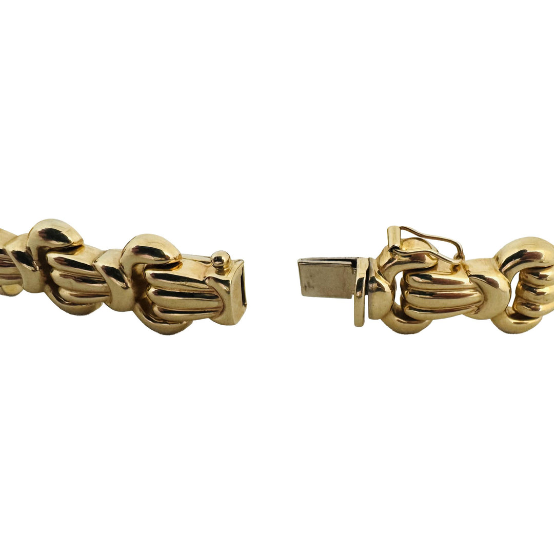 14k Yellow Gold 18.4g Ladies Vintage 13mm Fancy Link Bracelet Italy 7"