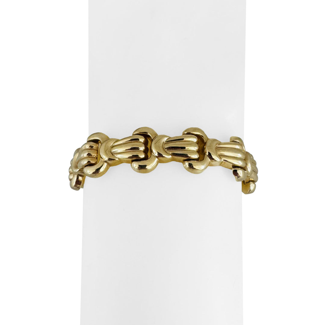 14k Yellow Gold 18.4g Ladies Vintage 13mm Fancy Link Bracelet Italy 7"