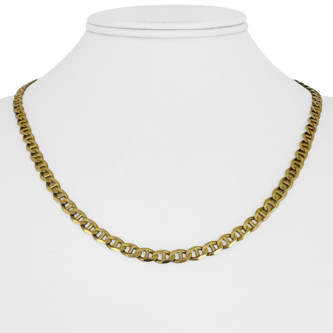 14k Yellow Gold 15.5g Solid 4.5mm Mariner Link Chain Necklace Italy 19"