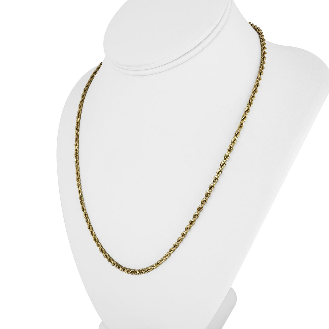 14k Yellow Gold 15.4g Solid Thin Vintage 2.5mm Rope Chain Necklace Italy 20"