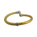 14k Yellow and White Gold 17.4g Ladies Spiral Bypass Bangle Bracelet 6.75"
