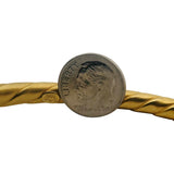 14k Yellow and White Gold 17.4g Ladies Spiral Bypass Bangle Bracelet 6.75"