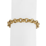 14k Yellow Gold 17.4g Solid Vintage Textured Rolo Link Bracelet 7"