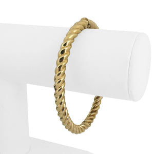 14k Yellow Gold 17.2g Solid Spiral Twisted Bangle Bracelet Italy 7.5"