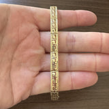 14k Yellow Gold 14.3g Solid Vintage 7mm Greek Key Panel Link Bracelet 7"