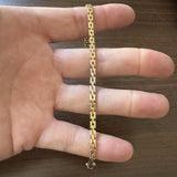 14k Yellow White and Rose Gold 5.6g Hollow Light Fancy Link Bracelet 7"