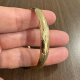 14k Yellow Gold 10g Diamond Cut Striped 8mm Bangle Bracelet 7.25"