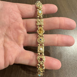 14k Yellow Gold 24.7g Heavy Multi Gemstone Slide Charm Bracelet 7.25"