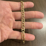 14k Yellow Gold 16.6g Semi Solid Men's 7.5mm Mariner Link Bracelet Italy 8.25"