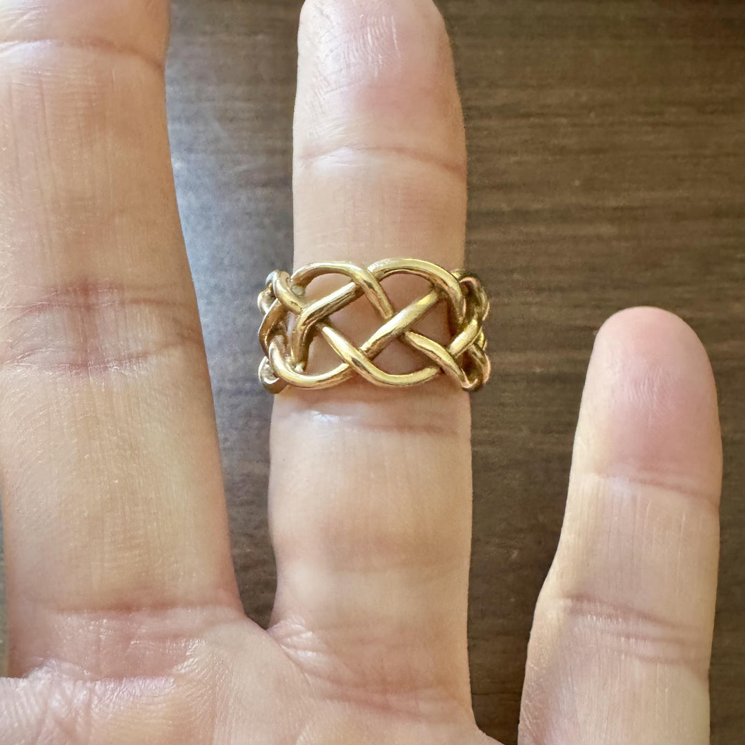 14k Yellow Gold 9.3g Solid Vintage 12mm Braided Band Ring Size 8