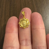 18k Yellow Gold 2.3g Small Coin Charm Pendant 1"