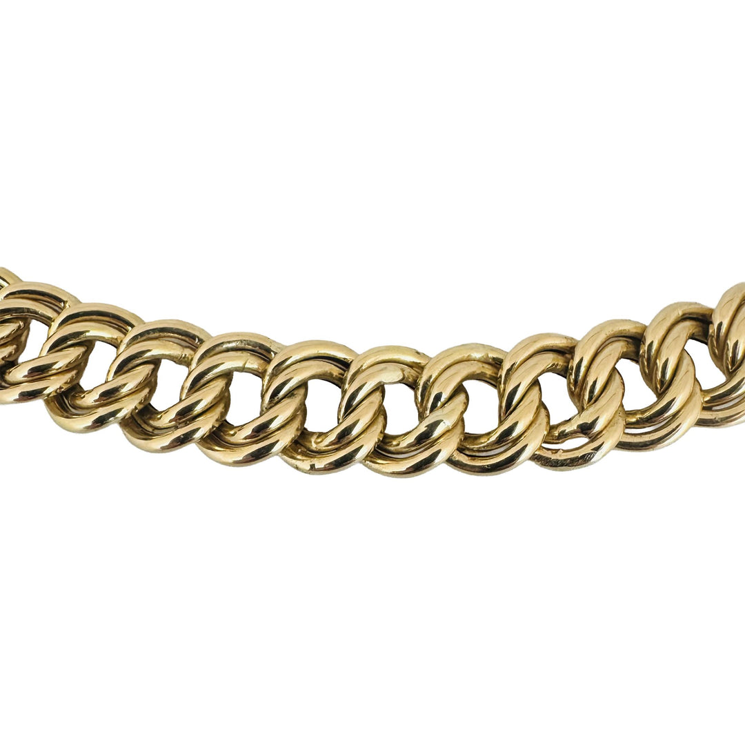 14K Yellow Gold 27.3g Ladies Vintage 10mm Double Curb Link Necklace Italy 16.5"