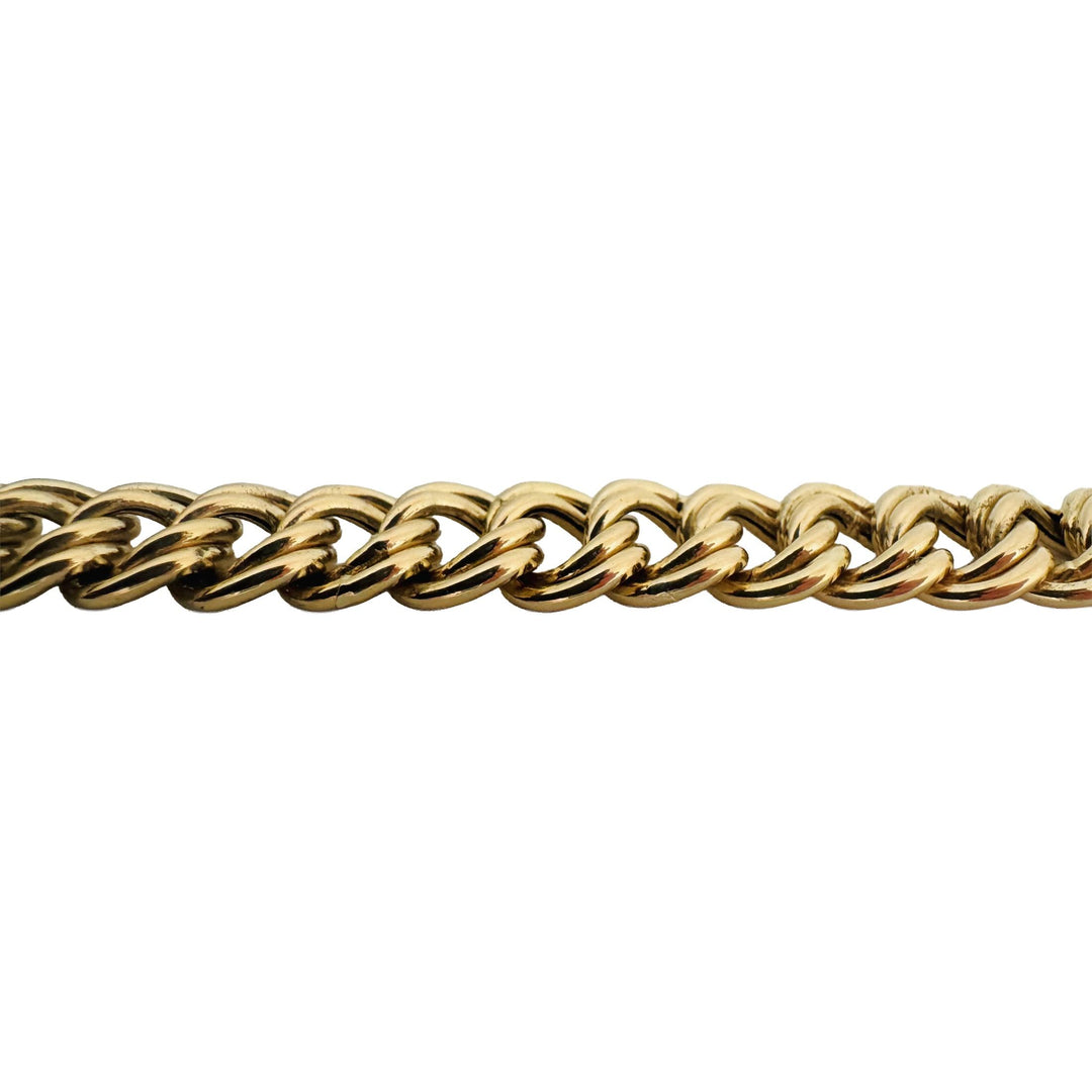 14K Yellow Gold 27.3g Ladies Vintage 10mm Double Curb Link Necklace Italy 16.5"